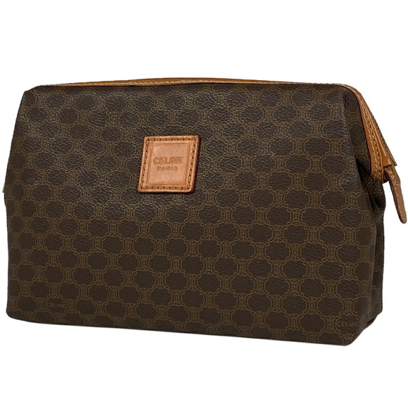 Celine Macadam Pattern Canvas Pouch Brown - Picture 1 of 5